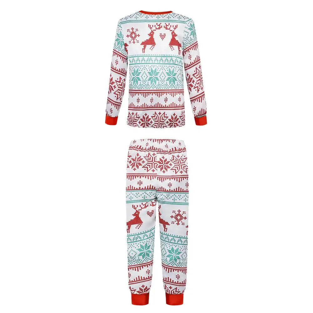 Family Christmas Pajamas Parent-child Outfit For Family Christmas Deer Reindeer Printed Long Sleeve Tee And Bottom Loungewear