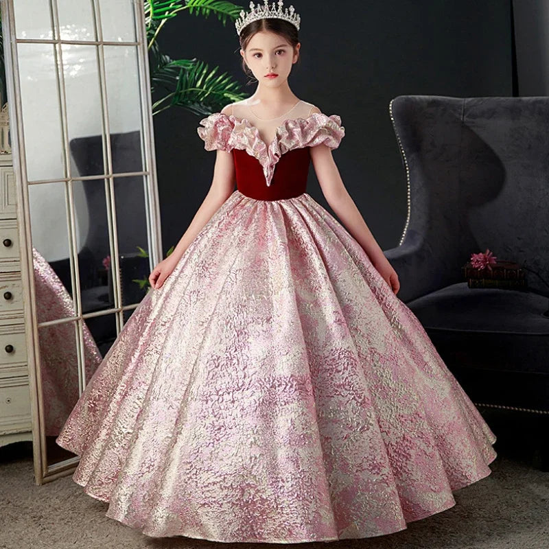 Maxy Kids Pageant Dresses for Girls 2 6 To 8 10 14 Years Children Long Dress Party Evening Elegant Luxury Gown Formal Occasion Frock