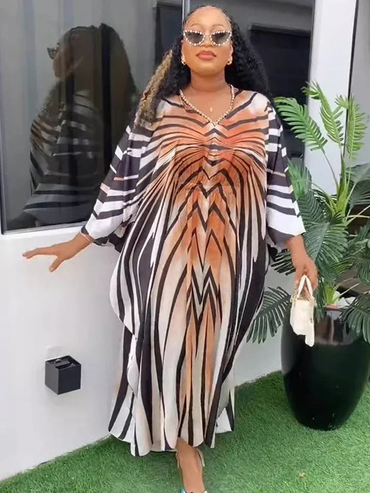 Summer Maxy Dresses for Women African Dashiki Print Robe Party Evening Gown Dubai Kaftan Abayas Africa Clothes Bubu