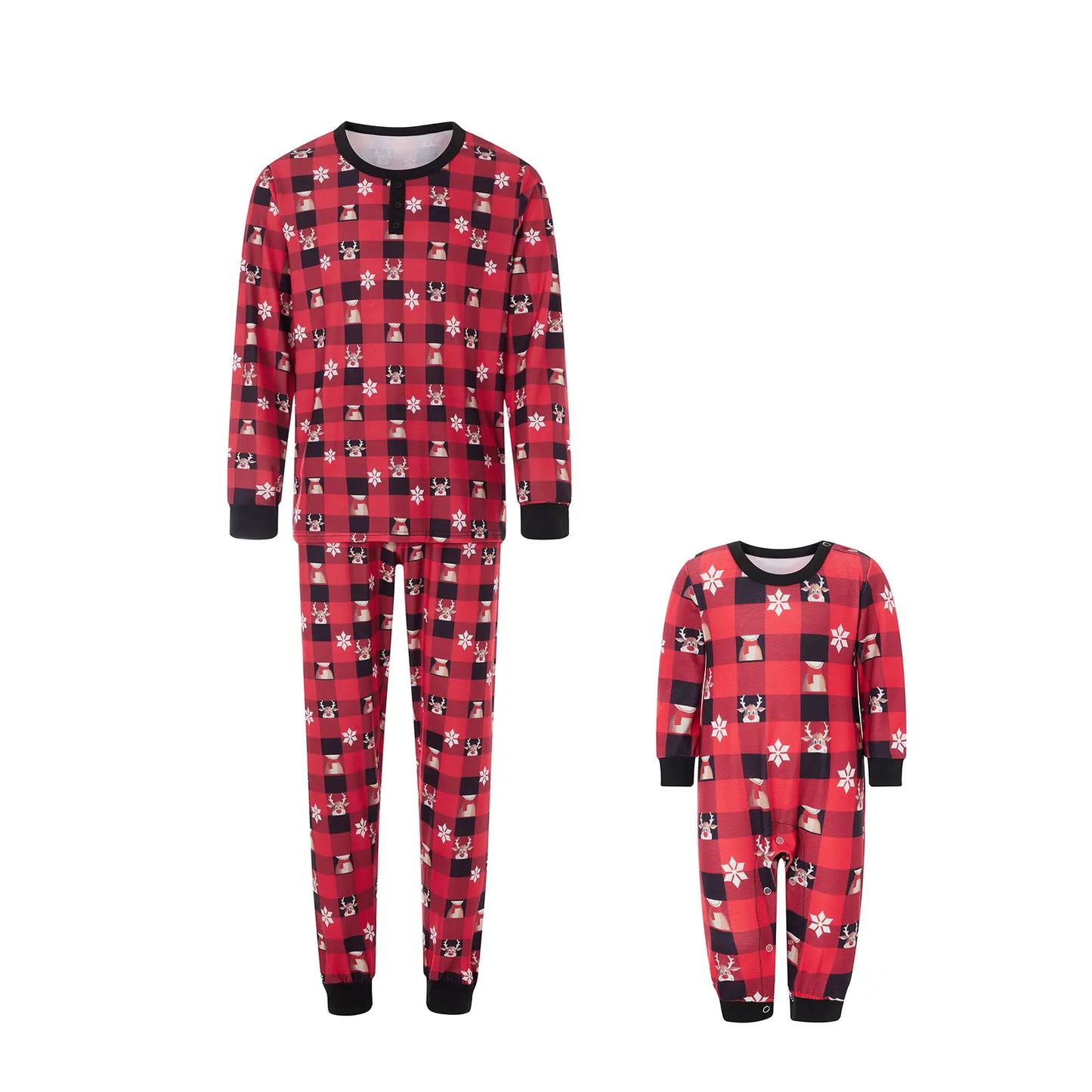 Max Family Matching Christmas Pajamas Clothes Deer Plaid Print Long Sleeve T-shirts Pants Baby Rompe Sleepwear New Year Outfits