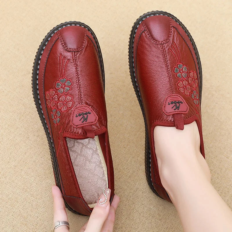 Maxy New Spring /Autumn Genuine Leather Breathable Flats Ballet Shoes Female Casual Shoes Office Lady Comfort Shoes