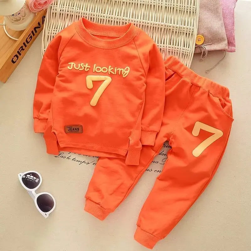 Maxy Kid Boy Clothes Set Children Girls Letter Printed Sweatshirt Top and Pants Bottom 2PCS Suit Baby Long Sleeve Tracksuits