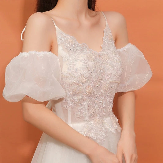 Maxy Bridal Dress Sleeves White Removable Formal Dress Puff Sleeve Wedding Accessories Marriage Party Photoshoot Supplies