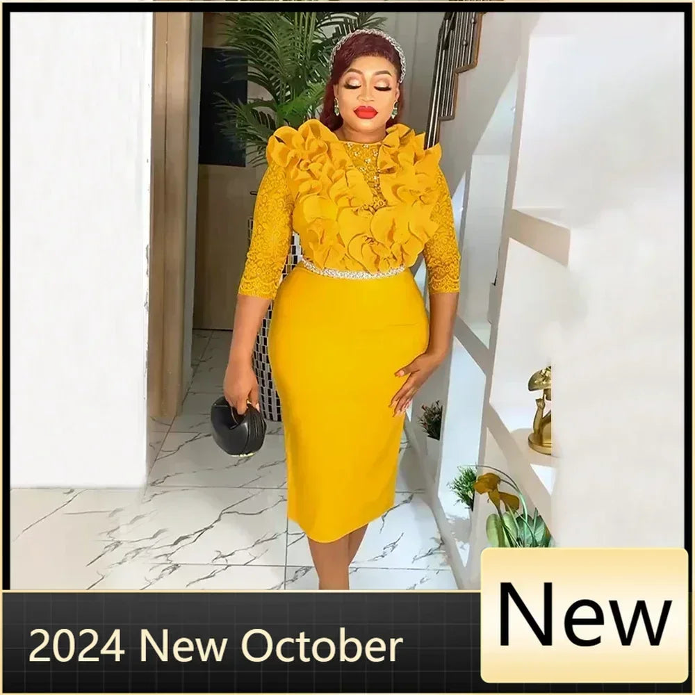 Maxy Plus Size Party Dresses for Women New Dashiki Ankara Lace Evening Gowns Turkey Outfits Robe Africa Clothing