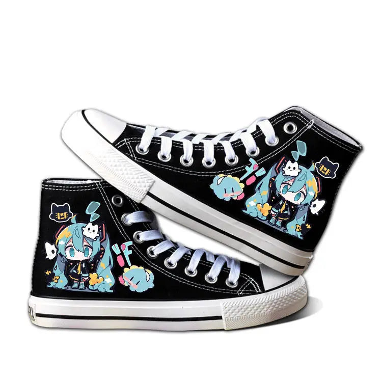 Maxy Kawaii Hatsune Miku Canvas Shoes Summer New Thin Shoes Cartoon New High Top/low Top Versatile Boy Girl Shoes Couple Style