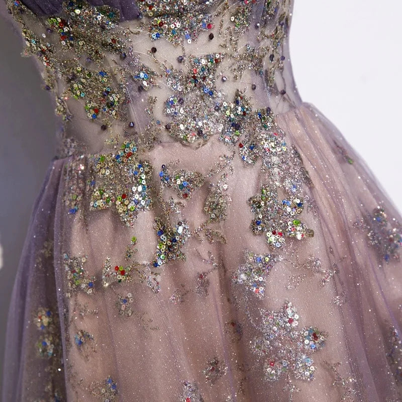 Maxy Strapless Evening Gown with High-end Feel, Trailing Princess Colored Veil, Host of The Annual Meeting, Vocal Art Exam Long Skirt