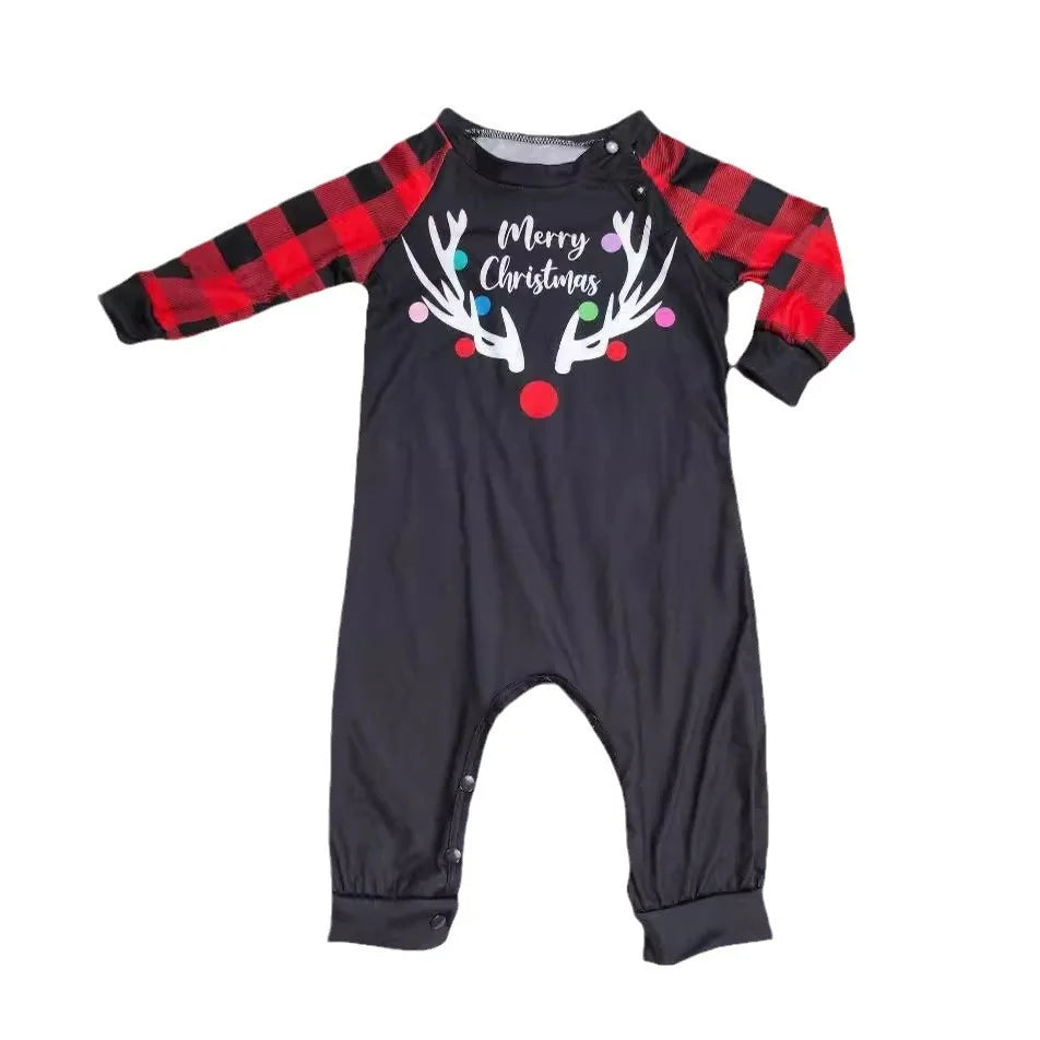 Merry Christmas Print Plaid Family Pajamas Set Soft Cute 2 Pcs Sleepwear Adults Kids Clothing Sets Baby&Dog Romper Pjs Xmas