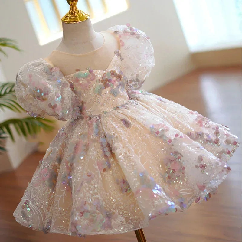 Maxy Children Evening Dresses for Girls 3 12 14 Years Kids Birthday Party Luxury 2023 Fluffy Ball Gown Wedding Prom Formal Lace Dress