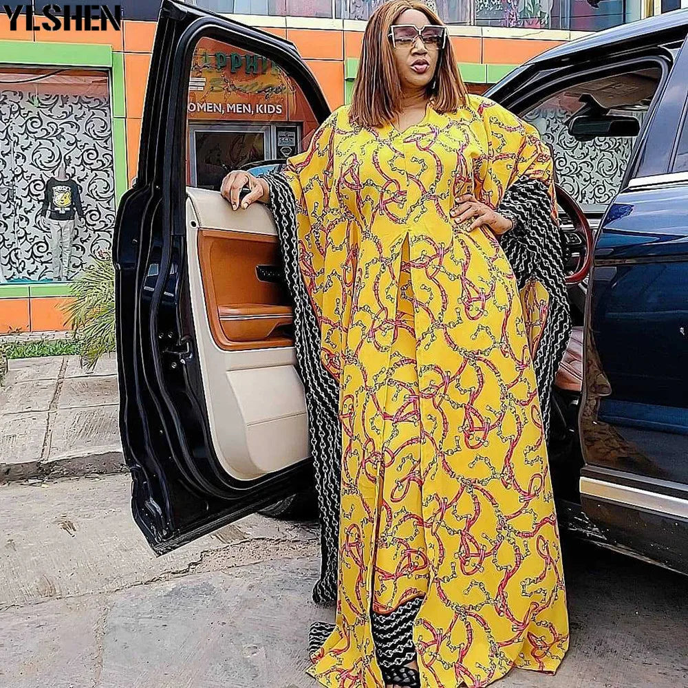 Maxy Two Piece Set Women Clothes African Dresses Party Dashiki Summer Long Dress Sets Pants Suits 2 Piece Outfits Plus Size