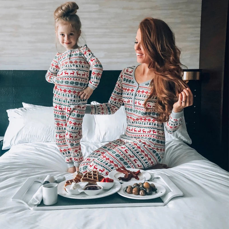 Christmas Family Matching Pajamas Outfits Set Print Adult Dad Father Mother Kids Sleepwear Baby Boy Girl Clothes