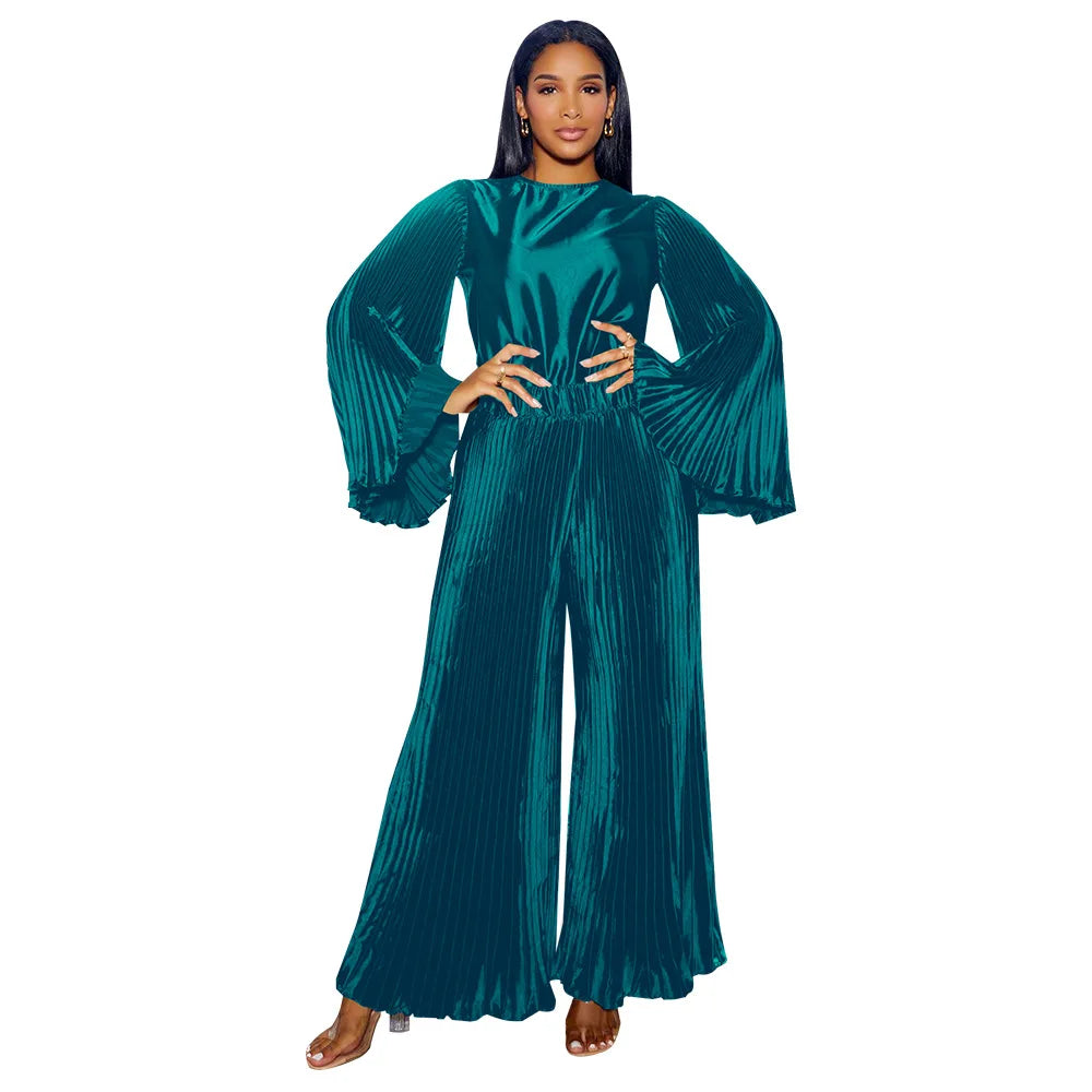 Maxy 2 Piece Pants Sets Women African Muslim New Matching Sets Solid Color Two Pieces Sets Top Pants Suits Outfits Clothing