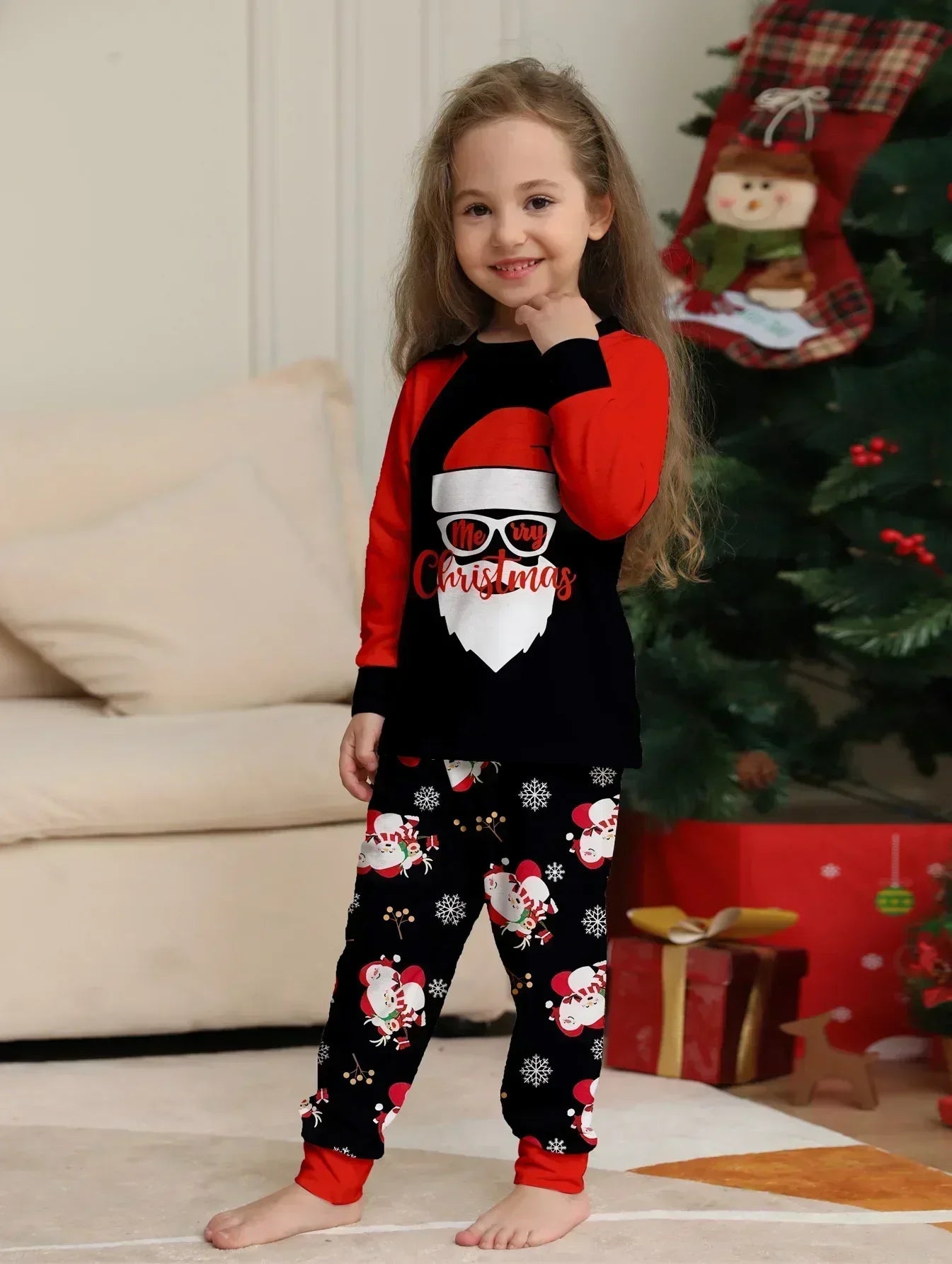 Christmas Matching Pajamas Set New Year's Clothes Santa Allover Print Adults Kids 2 Pcs Suit Baby Romper Xmas Family Look