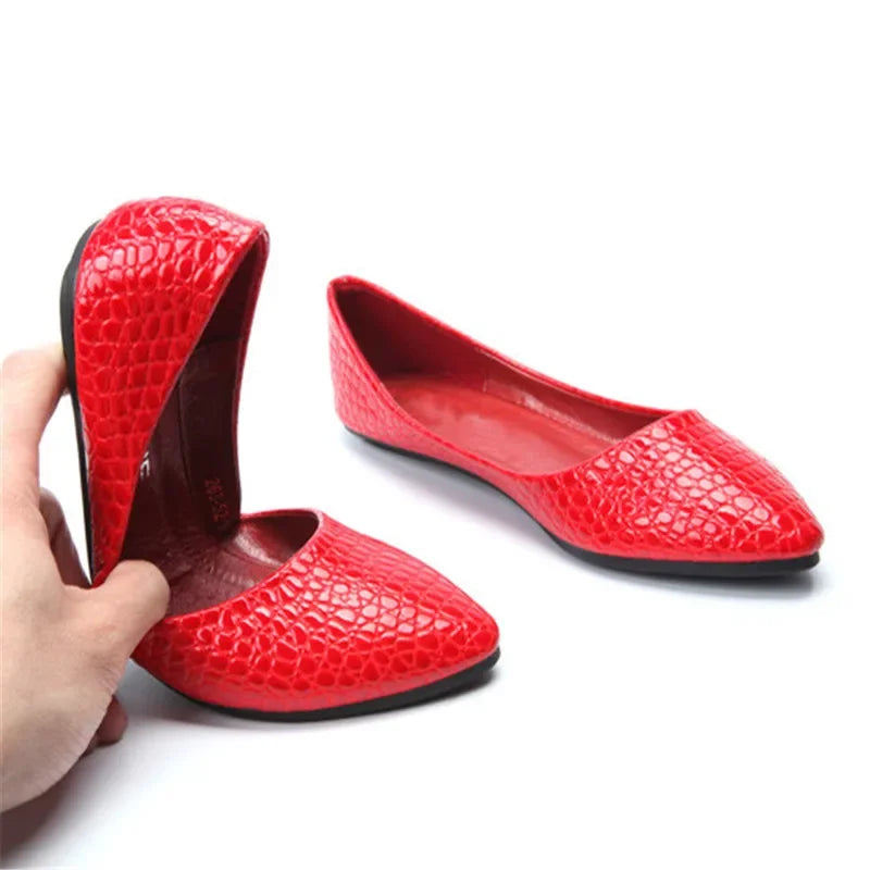 Amay Women plus size shoes 46 red, black pointed toe flats soft slip-on new arrival american and european style