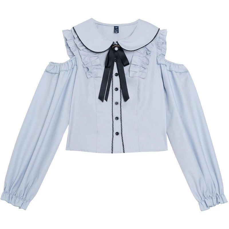 Gacy Women Shirts Japanese Style Blouse Elegant Long Sleeve Sweet Tops Casual Aesthetic Shirt