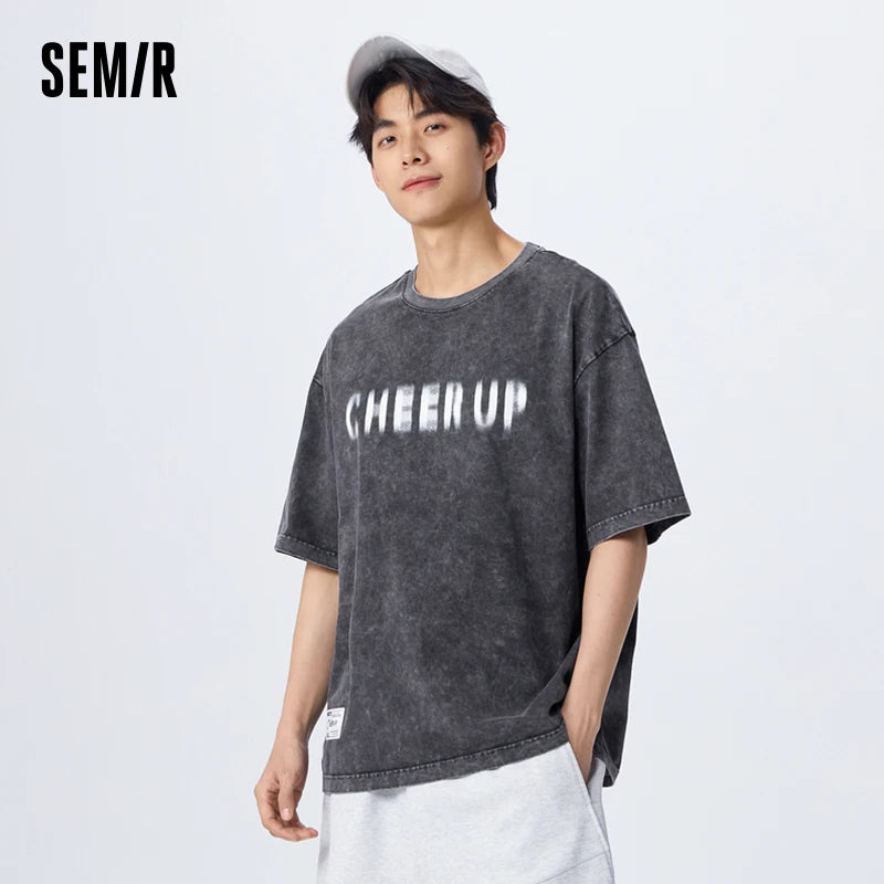 Semir 2023 Men T-shirt Spring New Comfortable Skin-friendly Breathable Top Letter Printing Short-sleeved T-shirt for Men