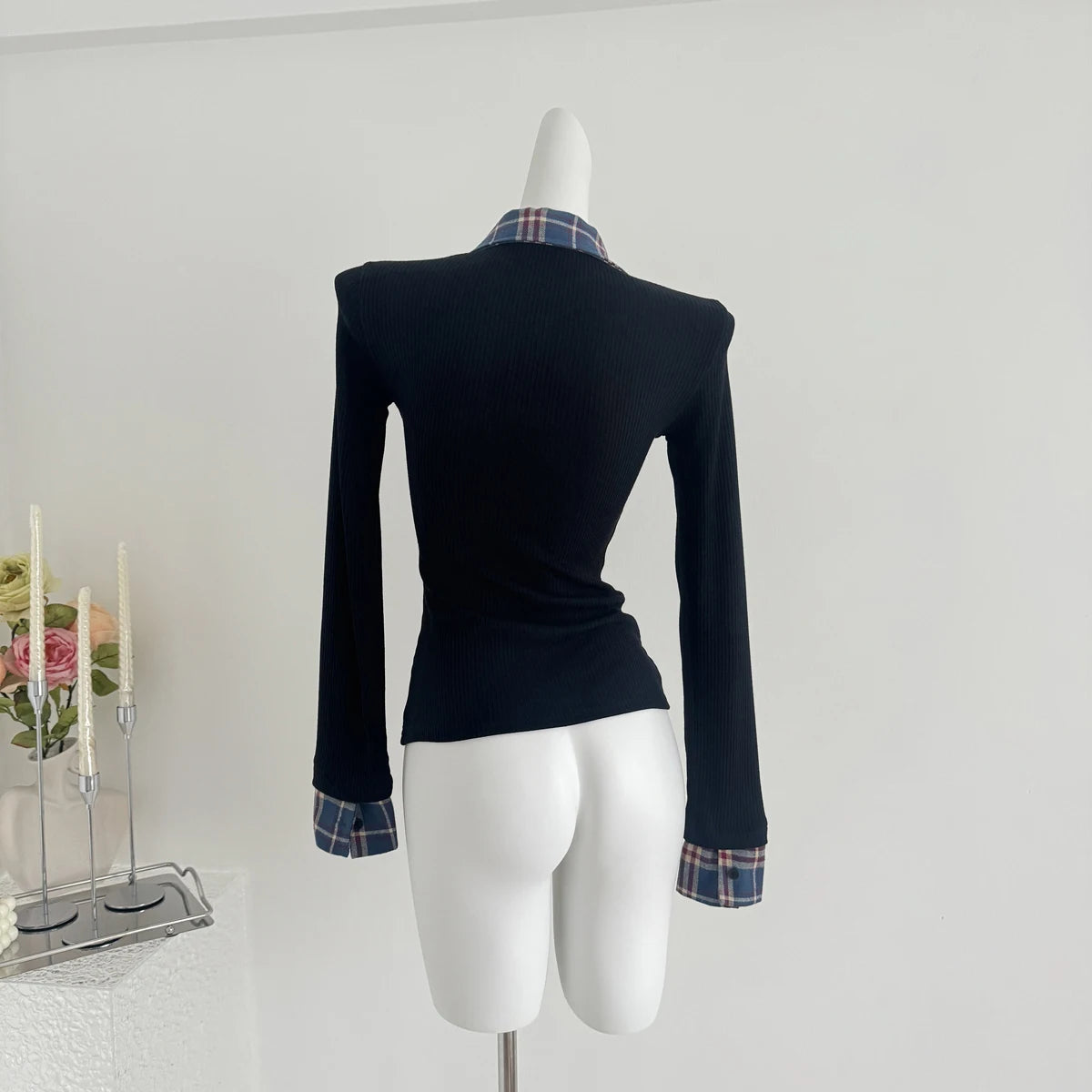 Maxy Autumn Women Old Money Vintage Y2k Fake Two Pieces T-Shirts Long Sleeve Polo Collar Tees Chic Top 2000s Aesthetic Grunge Tide