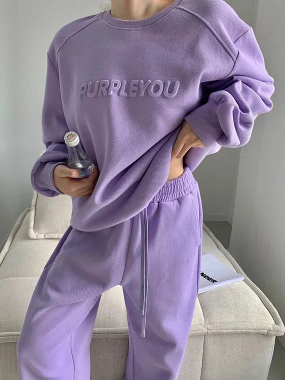 Maxy Thick Tracksuit Women Two Pieces Set Sweatshirts Pullover Hoodies Pockets Pants Suit Drawstring Trousers Sports Outfits Autumn