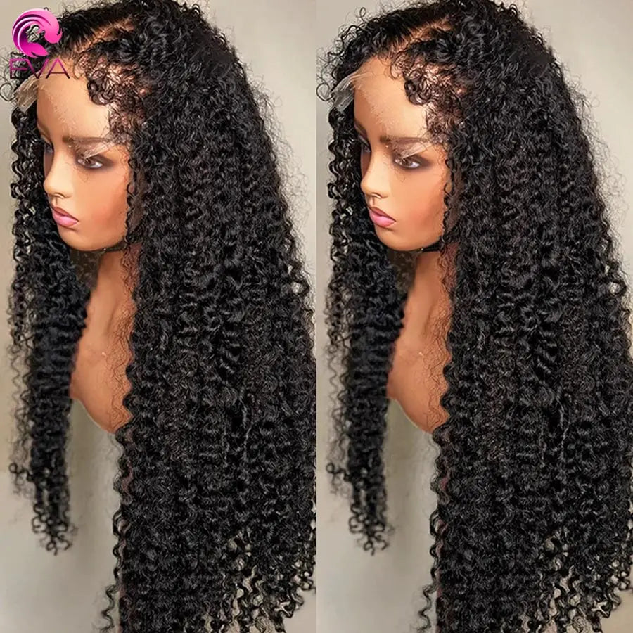 Amay Eva Curly Baby Hair Wig 4C Kinky Edges Natural Hairline Lace Front Wigs Human Hair Glueless Pre Plucked 13x6 HD Lace Frontal Wig