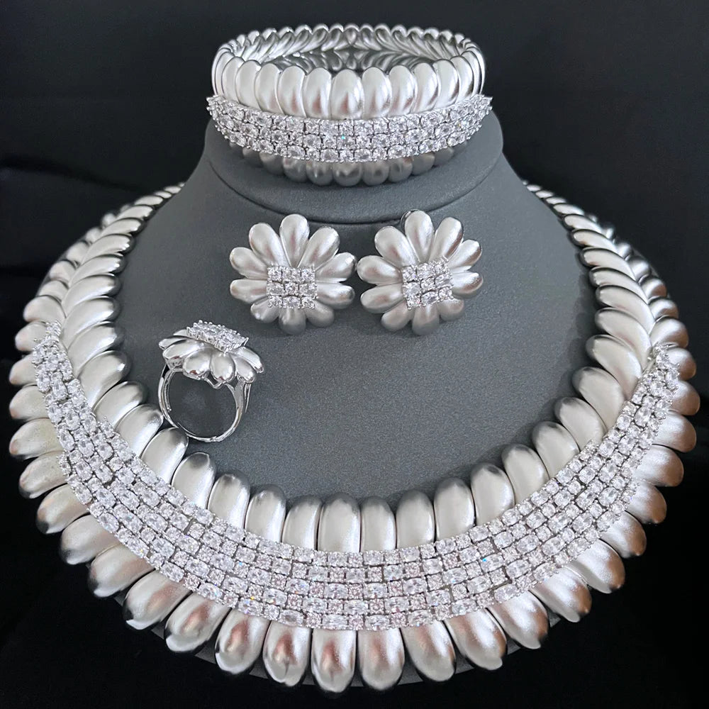 Maxy Famous Brand Bling Sequins Luxury Jewelry Sets For Women Wedding Party Zircon Wedding Bridal Jewelry Set