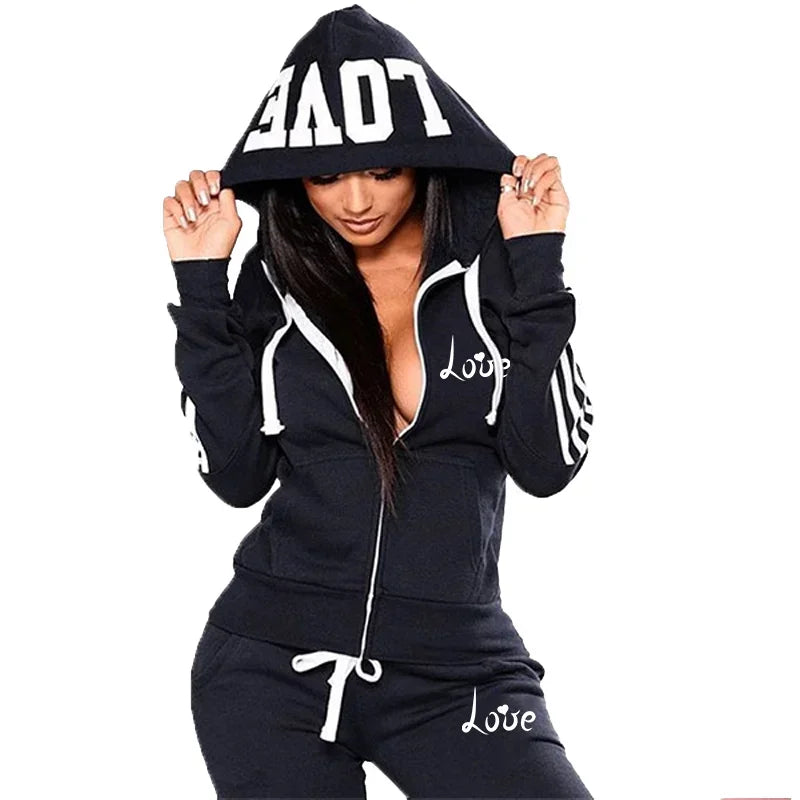 2025 Autumn Winter Fashion Women LOVE Letter Print Tracksuits Sets Sports Wear Jogging Suits Hoodies+Sweatpants Sweat Suits