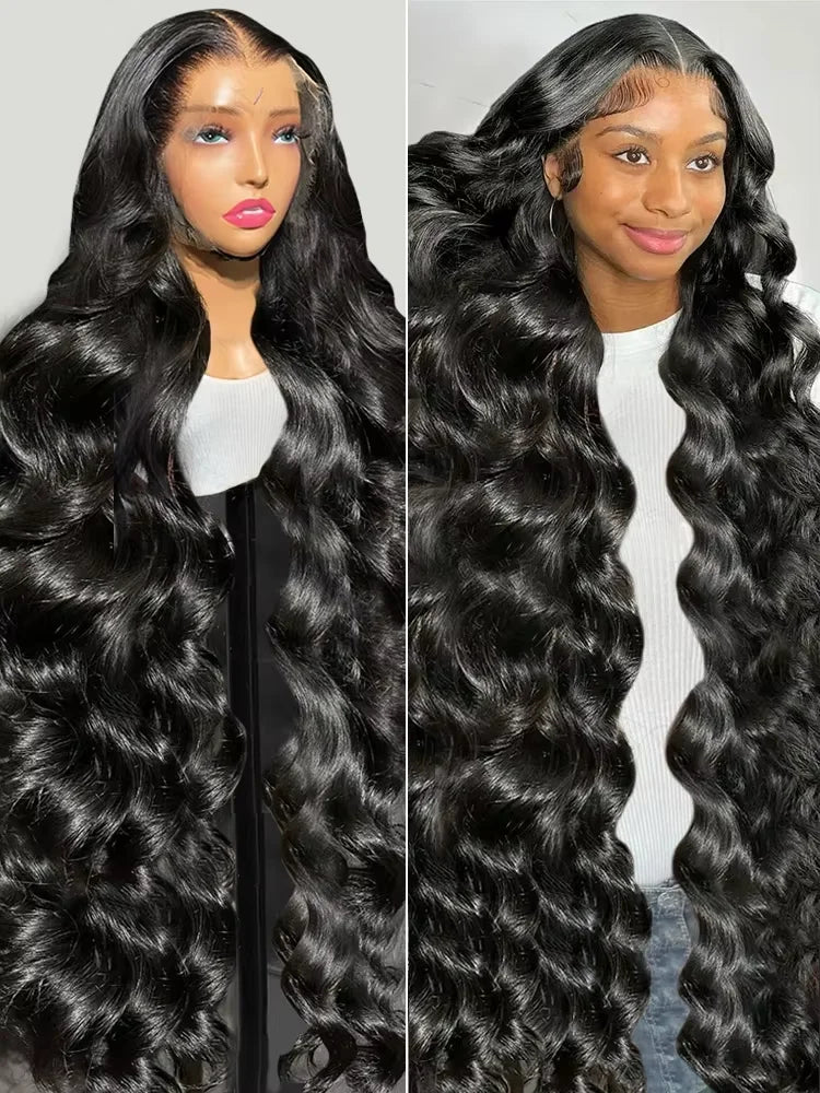 Maxy 40 46 Inch Natural Color 13x4 13x6 Full Frontal Body Wave 360 HD Transparent Lace 7x6 Glueless Human Hair Pre plucked Long Wigs