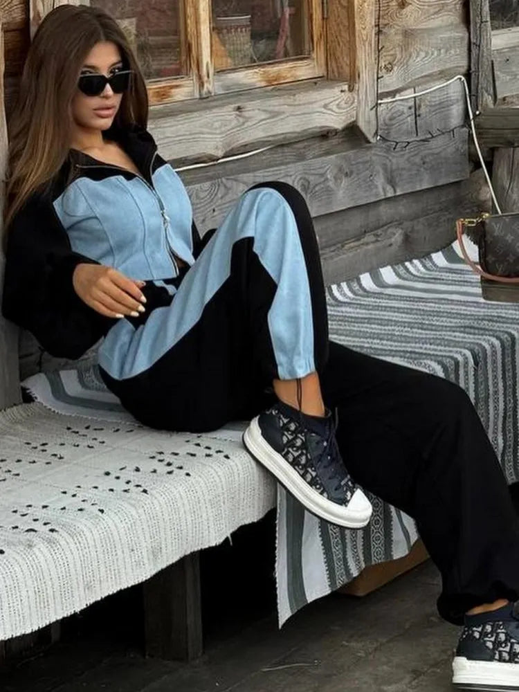 Maxy 2 Piece Women Sets New Arrival Spring Summer Matching Sets Two Pieces Sets Denim Top Jeans Pants Suits Outfits Clothing