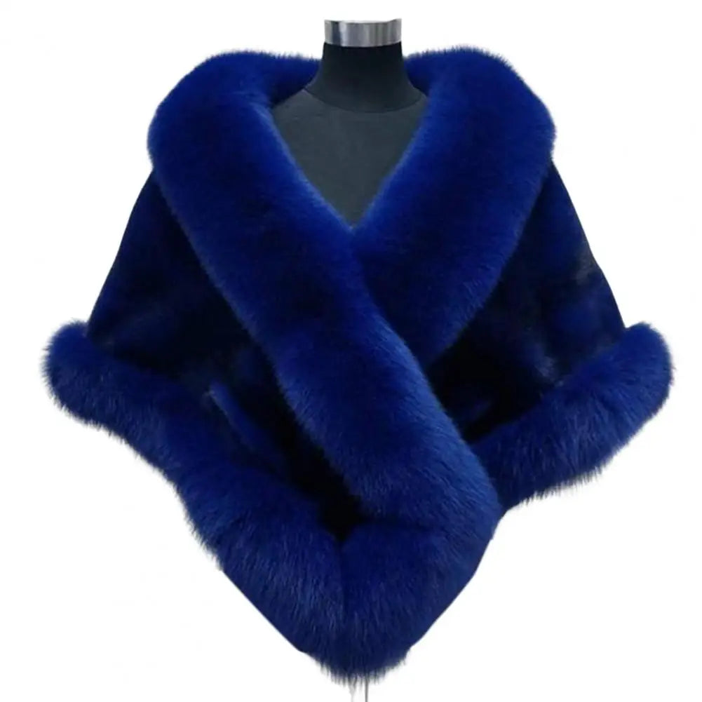 Gacy Faux Fur Mercygrace Faux Rabbit Collar Winter Shawls Elegant Bridal Fur Wrap Shawl Plush Warm Cape Coat Fluffy grace Women Jacket