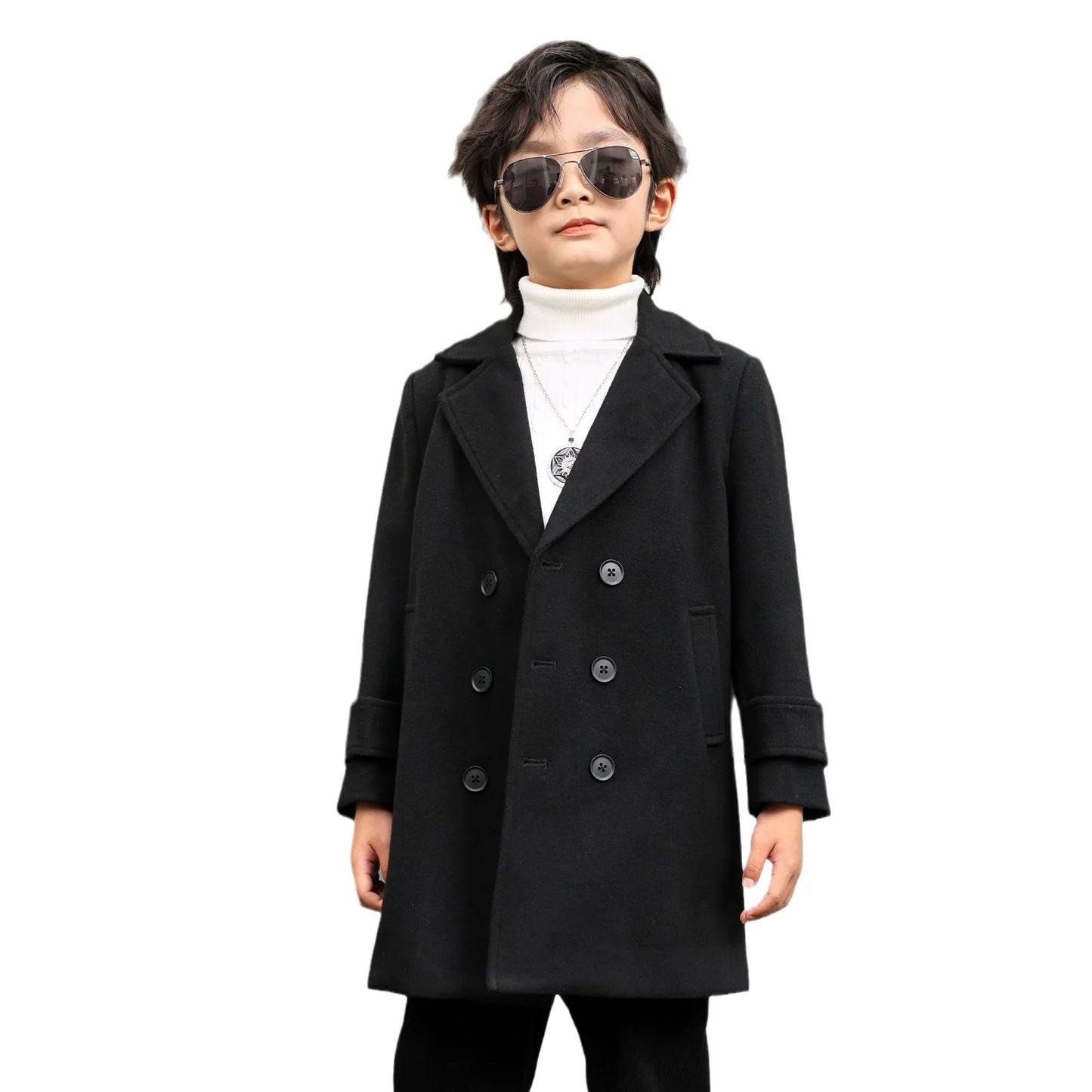 Visco Boys Woolen Coats Jackets Plus Thicken Solid Warm Velvet Winter Autumn Cotton Sport Tracksuit Teenagers Children's Clothing