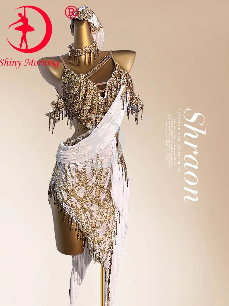 Maxy Latin dance dress Competition gown Latin Dance Dress Sport Costume Fringe Suit Evening Party Dancewear Prom Clothes