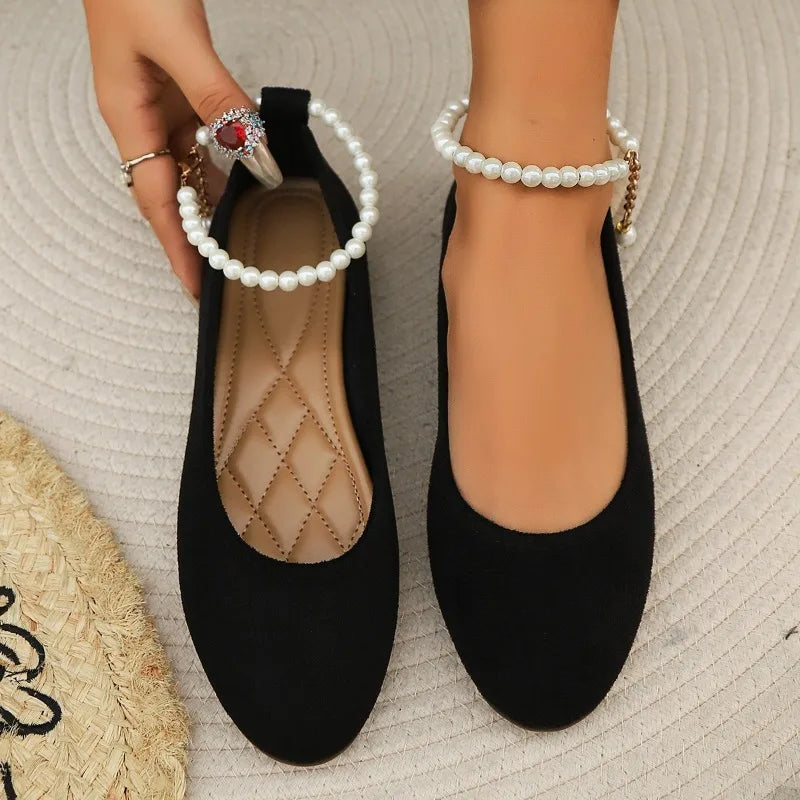 Maxy Style Comfortable and Versatile Women Spring and Autumn Outdoor Flat Shoes Round Toe Shallow Loafers Flat Shoes for Women