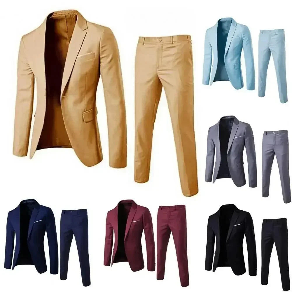 Visco Men Suits For Business Wedding Blazers 2 Pieces 3 Sets Elegant Full Vest Pants Coats Formal Jackets Luxury