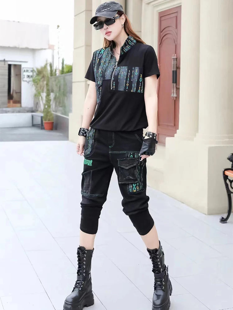 Max LuLu Summer Fashion Outfits 2024 Womens Printed Two Pieces Sets Loose Tops Luxury Tshirts Elastic Vintage Pants Casual Suits