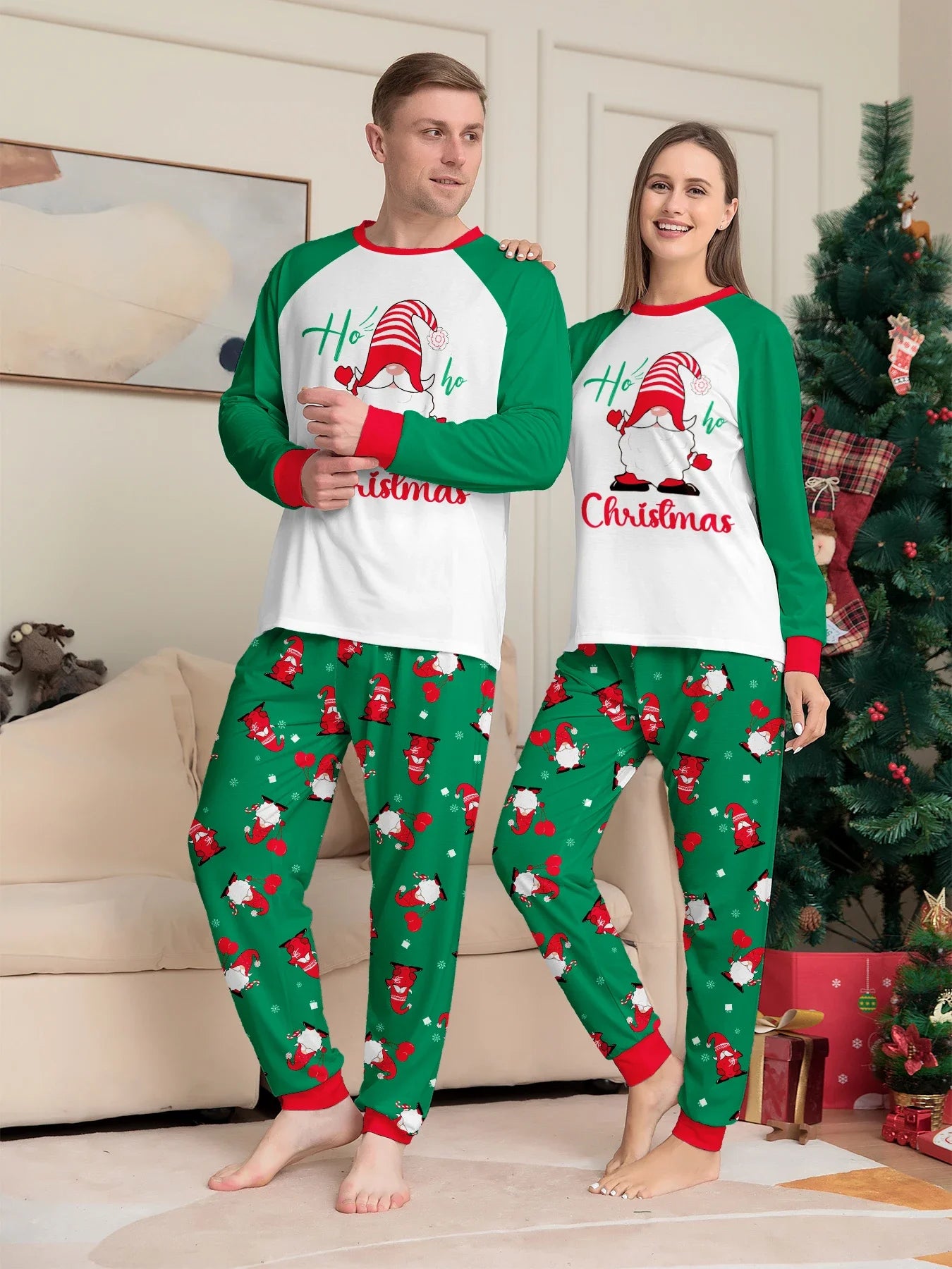 Santa Claus Print Family Matching Outfits Soft Cute Homewear Women Men Boys Girls Christmas Pajamas Set Baby&Dog Romper Pjs