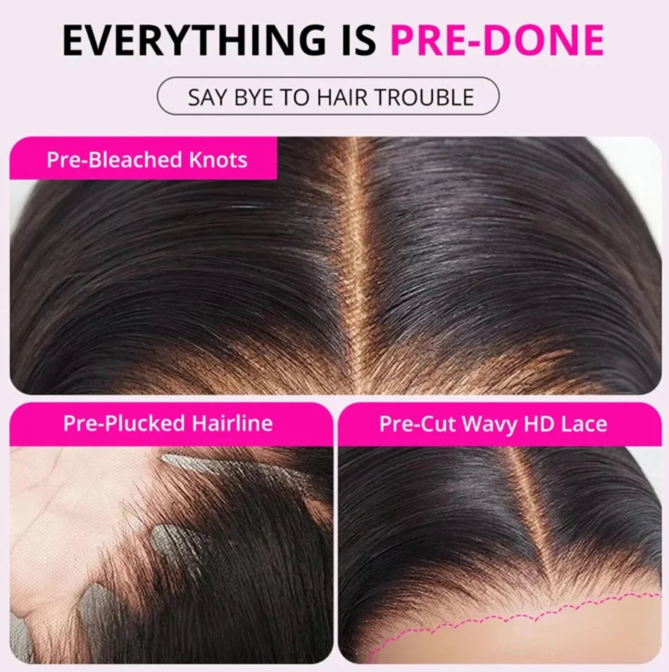 Maxy 100% Glueless Wigs Human Hair Wigs Ready to Wear and Go Bleached Knots 210% 6x4 Pre Cut HD Transparent Lace Wigs Jerry Curly