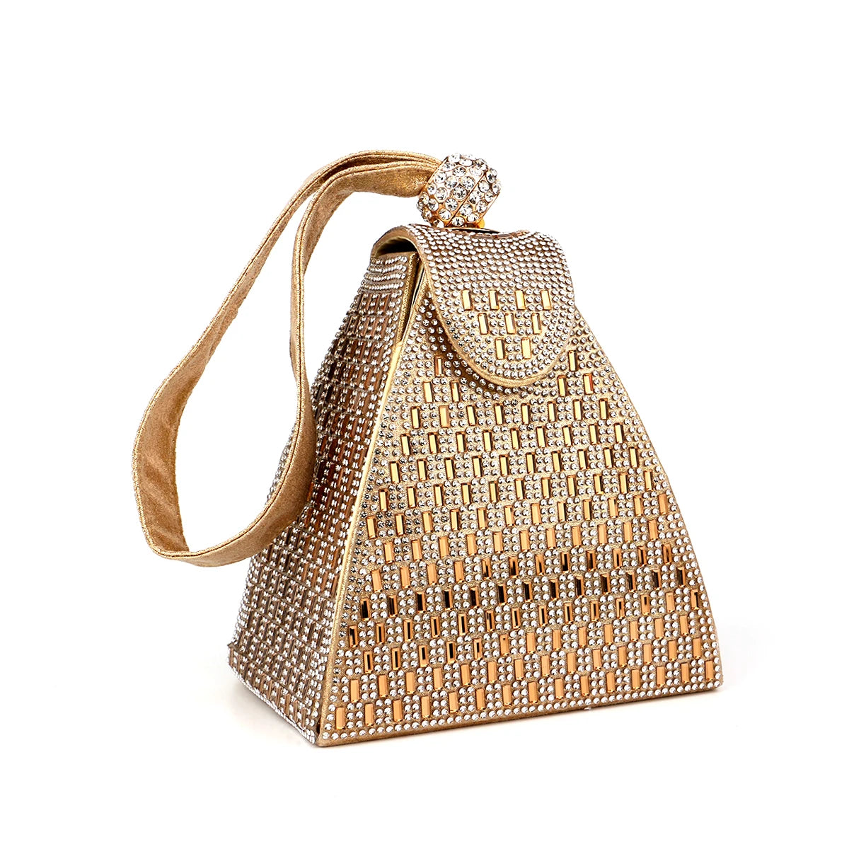 Maxy Fashion Lady Evening Bags Acrylic Day Clutch Triangle Design Diamonds Party Shoulder Handbags Banquet Purse