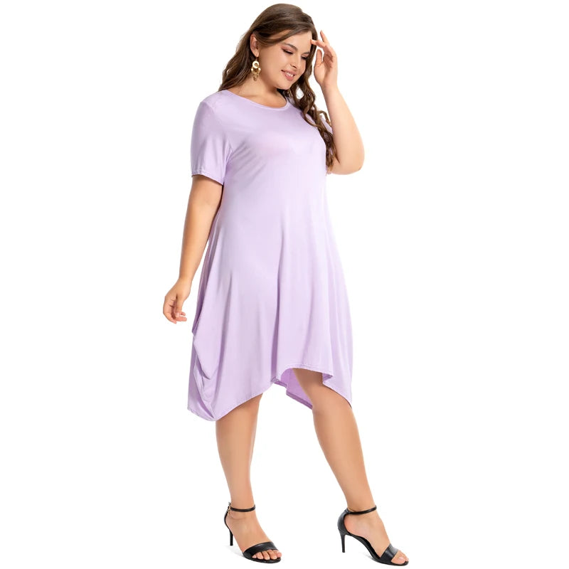 Amay Modal Cotton Nightgowns For Women Plus Size Short Sleeve O Neck Lounge PJS Pajama Dress 7XL 6XL 5XL Black White Red Sleepwear