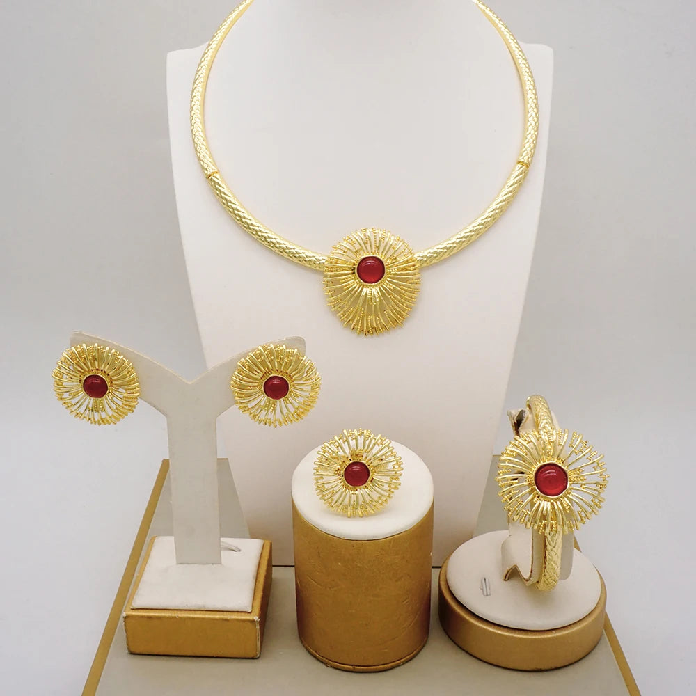 Maxy Luxury Gold Design Jewelry Set for Women Bridal Fashion Jewellery Sets Wedding Necklace and Earrings African Banquet Gift