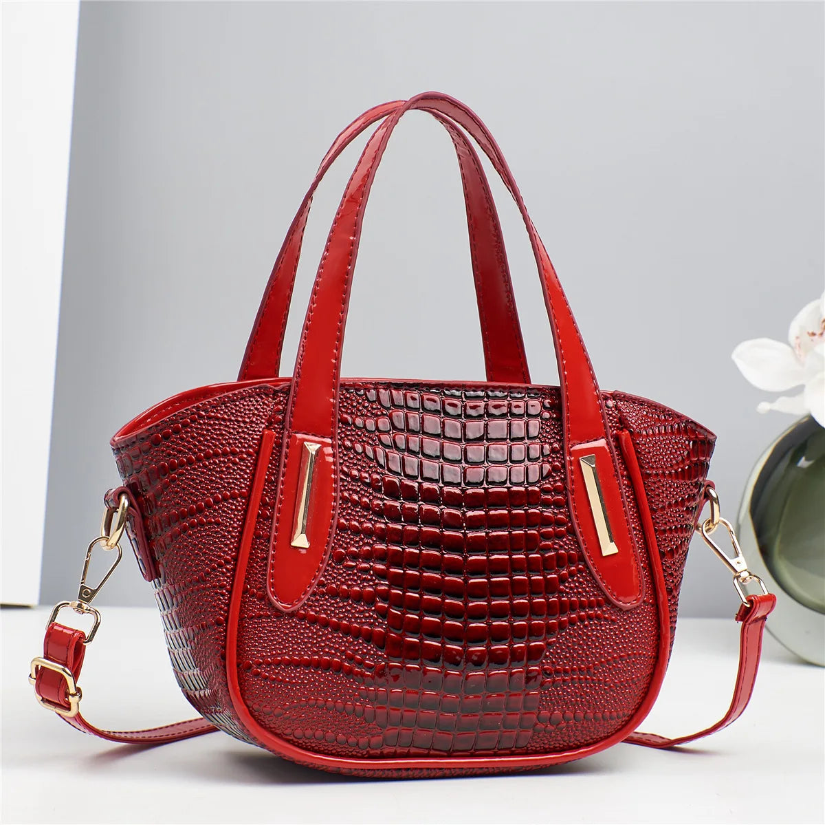 Maxy New Stone Pattern Splicing Handbag Fashion and Versatile Large Capacity Single Shoulder Crossbody hand bag ladies Crocodile patt