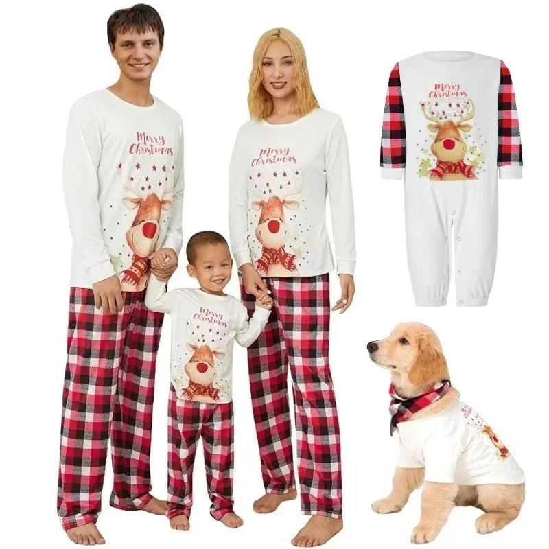 Momsey 2024 Christmas Family Matching Pajamas Sets Cute Daddy Mommy and Me Xmas Pj's Clothes Father Mother Kid Baby & Dog Sleepwear