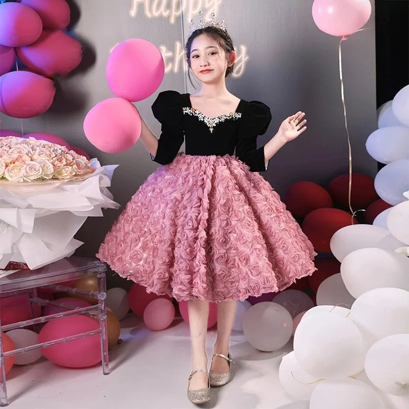 Maxy Fashion Girls Birthday Elegant Short Dresses Wedding Party Slim it Bridesmaid Dress Children Evening Gala Luxury Classic Gowns