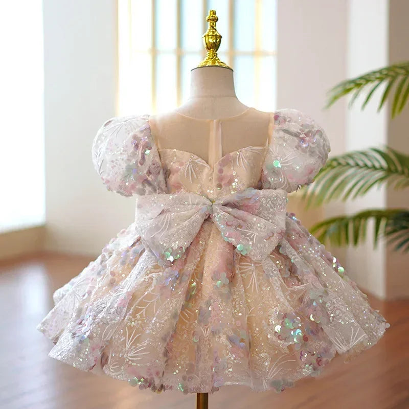 Maxy Children Evening Dresses for Girls 3 12 14 Years Kids Birthday Party Luxury 2023 Fluffy Ball Gown Wedding Prom Formal Lace Dress