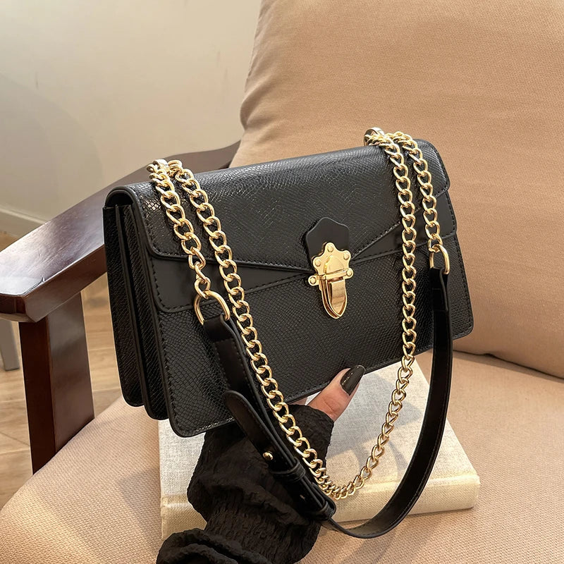 Maxy Solid Color Pu Leather Shoulder Bag Brand Designer Underarm Handbag Fashion Chain Crossbody Bag Lady Armpit Messenger Bag Sac