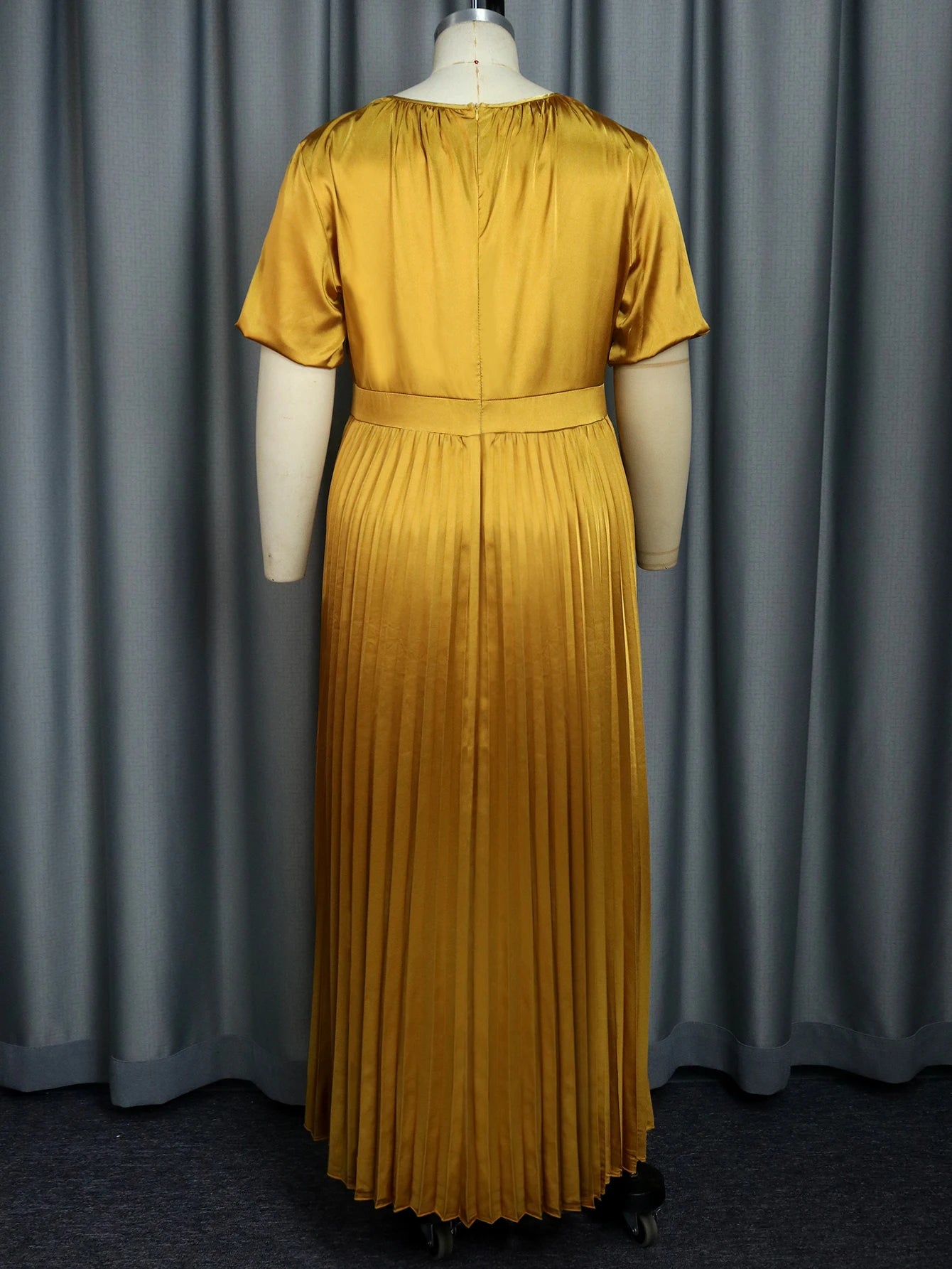 Maxy Pleated Dresses for Women Plus Size 4XL O Neck Short Sleeve A Line Summer Elegant Causal Office Wear Clubwear Plus Size Gowns
