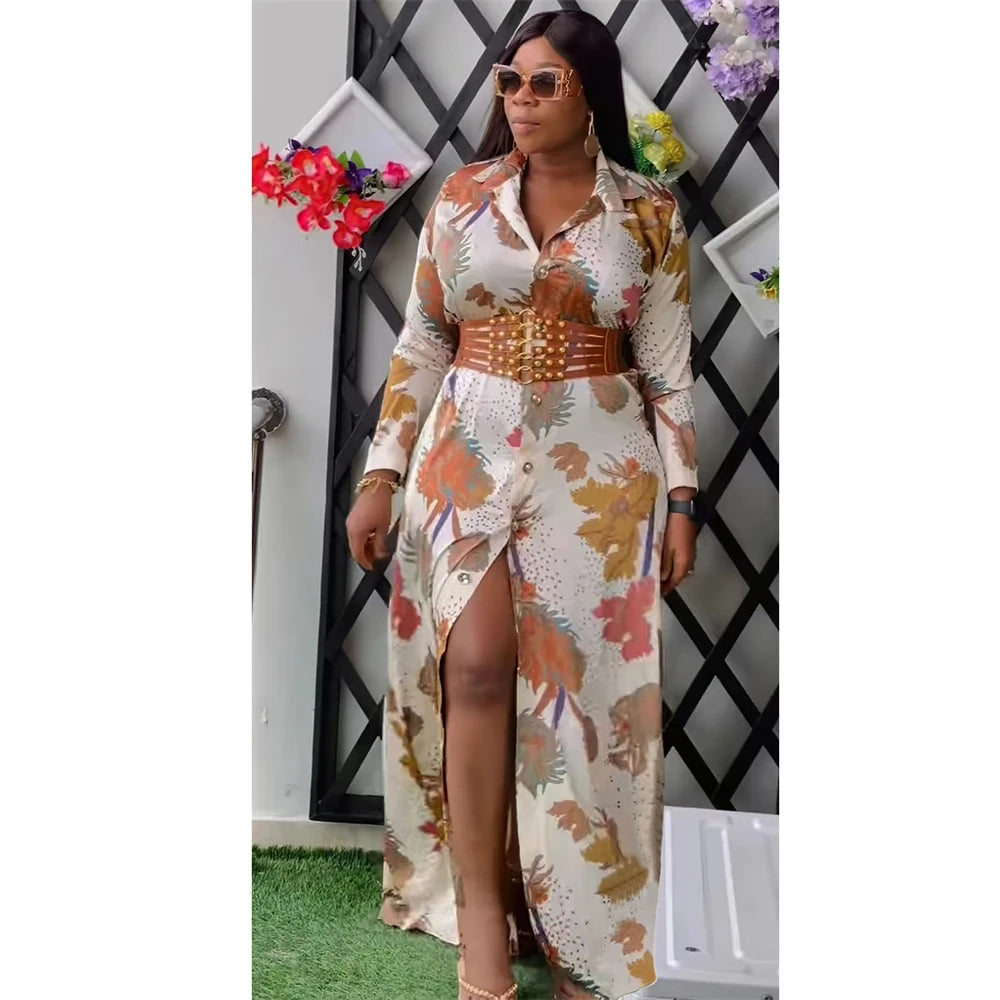 Maxy Plus Size African Party Long Dress for Satin Wome New Dashiki Ankara Print Evening Gown Turkey Outfit Robe Africa Clothing