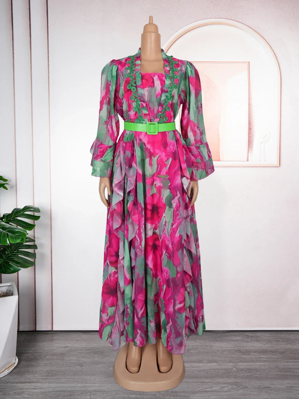 Maxy Outfits Plus Size Party Dresses for Women New Summer Fashion Print Wedding Evening Gown Elegant Muslim Maxy Dress