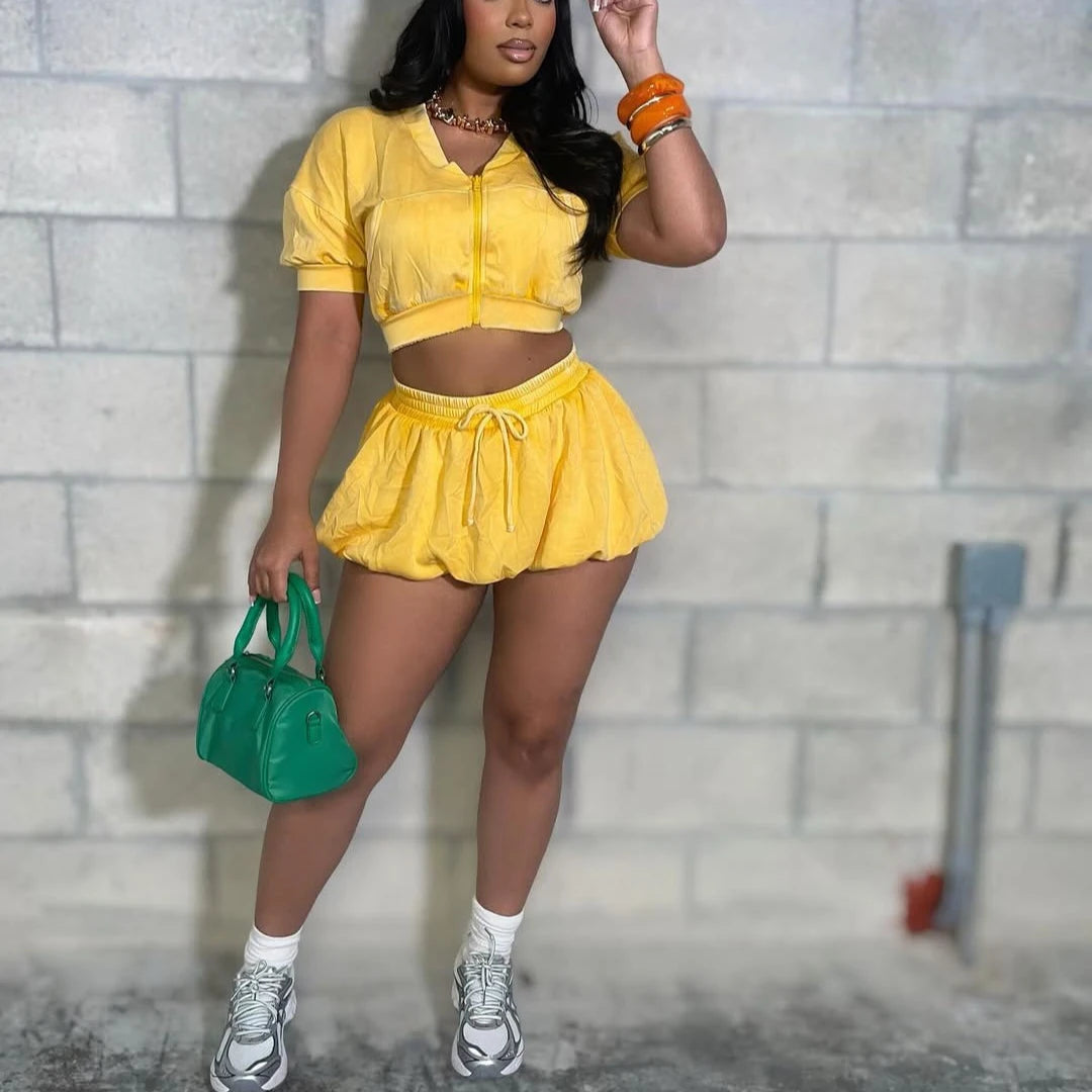 Maxy Two Piece Sets Women Shorts Skirt Set Matching Sets Tops Dress Sets Lantern Skirts High Waist Y2k Streetwear Elegant Party Night