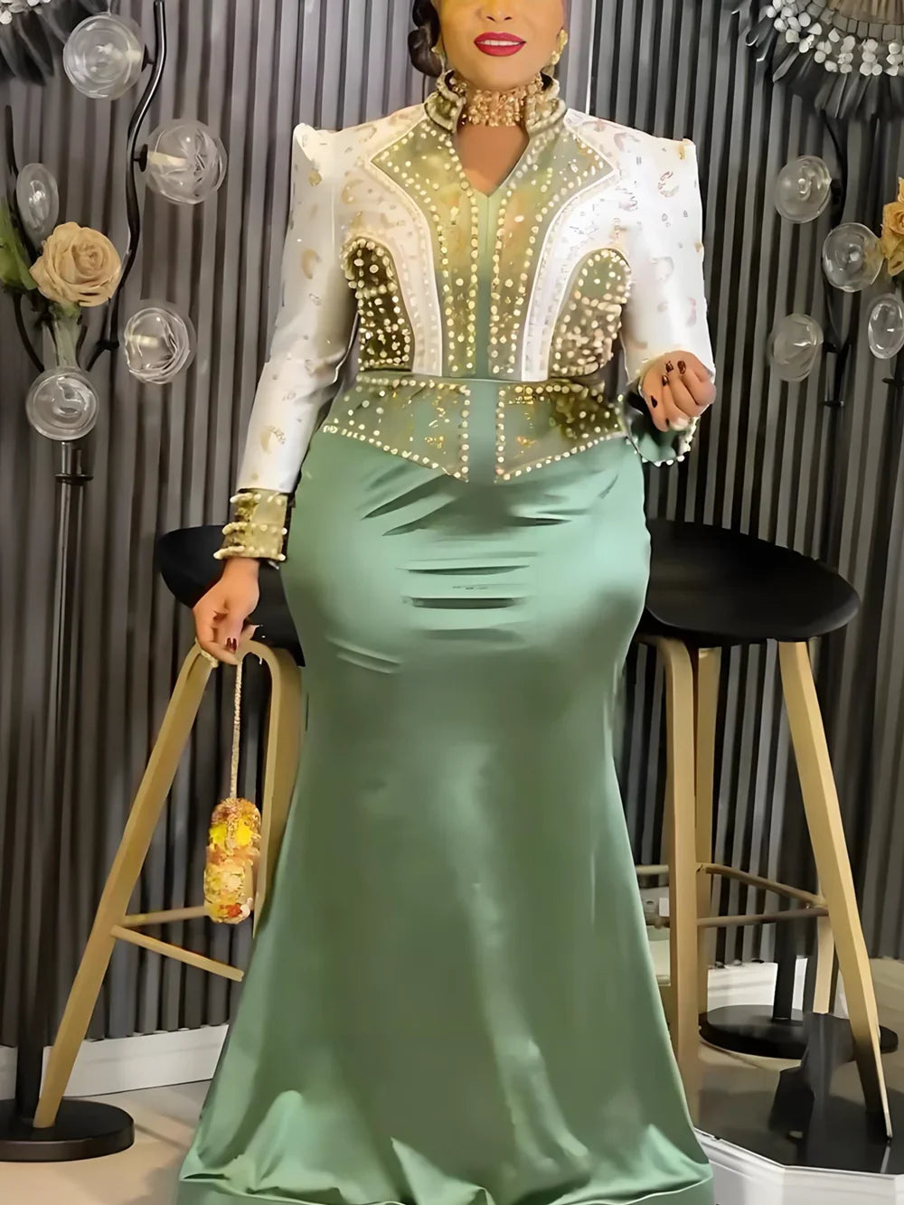 Maxy Plus Size Evening Dresses for Women African Luxury Gown Elegant Muslim Wedding Party Long Dress Ankara Ladies Clothing Outfits