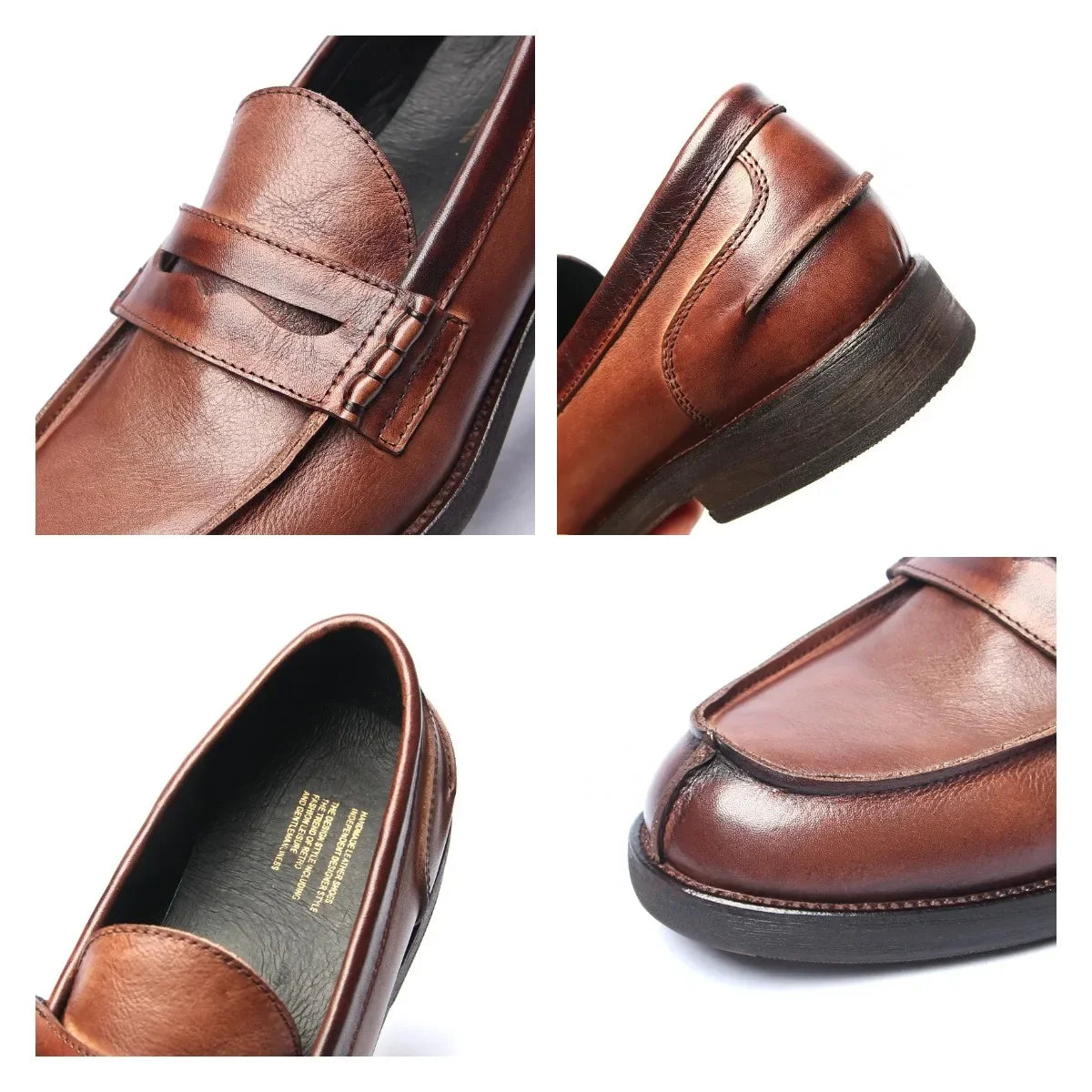 Amay Luxury Handmade Men Loafers Shoes Genuine Leather Italian Design Men Business Dress Formal Shoes Platform Men Flats Moccasins