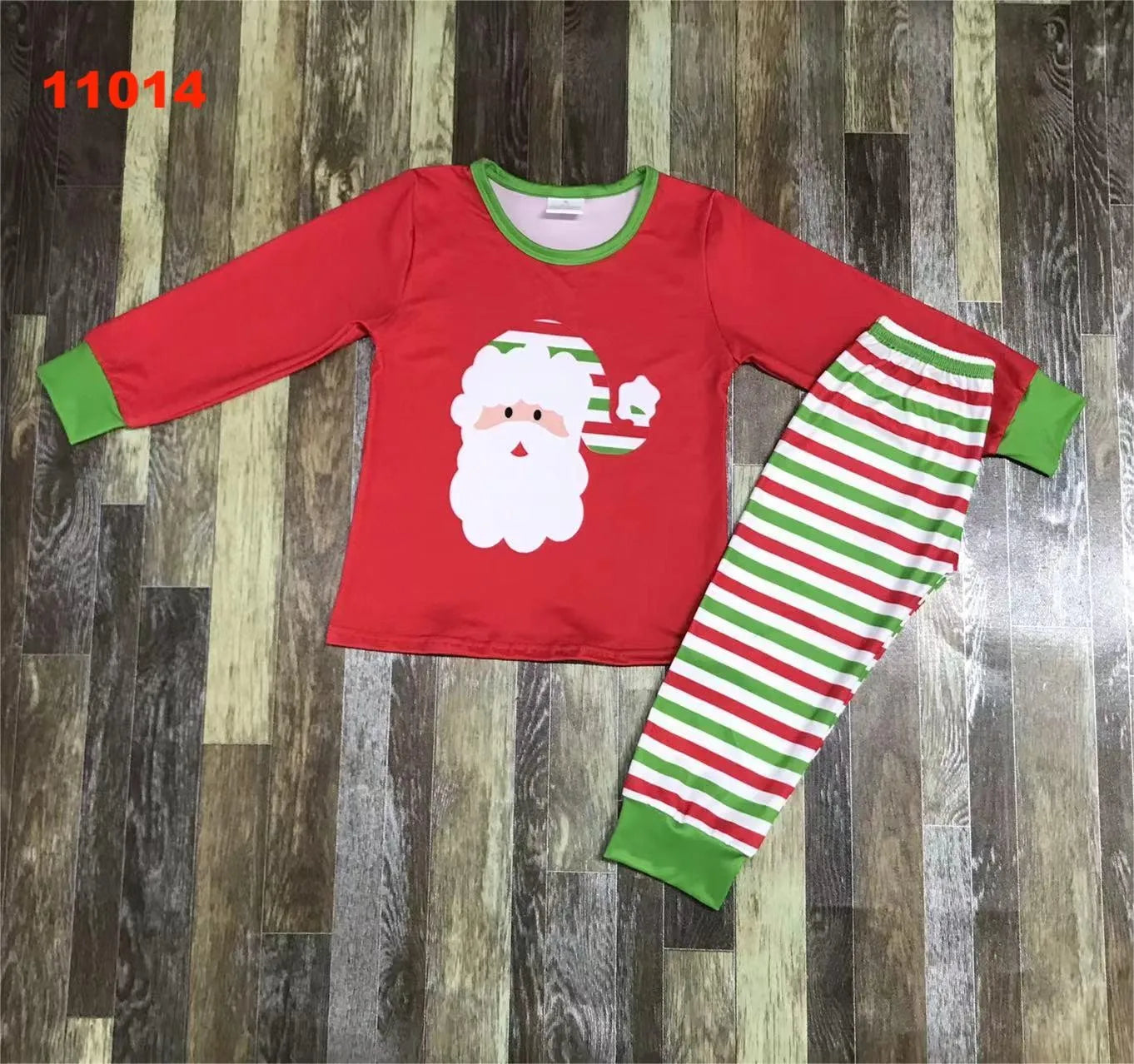 Maxy Red Fall Christmas Children's Pajamas set Santa baby autumn long cotton long-sleeved top + long pants pajamas set