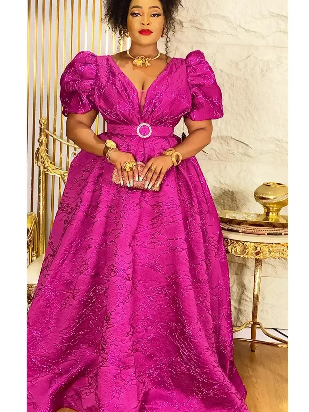 Amay Plus Size Evening Dresses for Women African Luxury Gown Elegant Muslim Wedding Party Long Dress Ankara Ladies Clothing